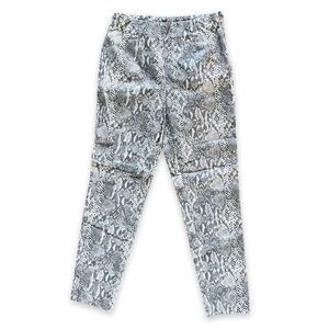 GRAY & White Snake Print Size 12 Hollywood Waist Side Zip Ankle Pant